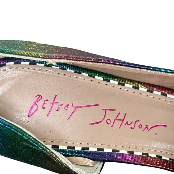 Rainbow metallic heels with bows by Betsey Johnson Size 7 - Picture 6 of 10